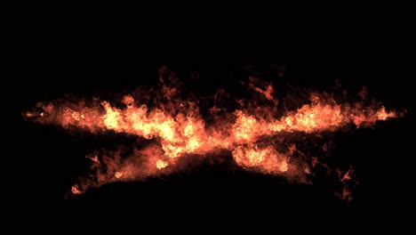 flamethrowers fire effect, shooting from both sides of screen on black background visual effects 3d animation