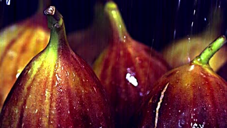 fresh, ripe picked fig fruits of brownish and red hue washed under water