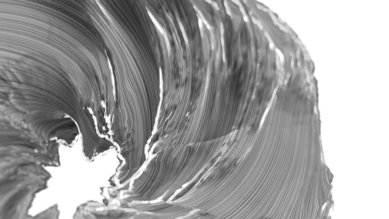 Gray wavy surface with swirls on white background. 3d loop background