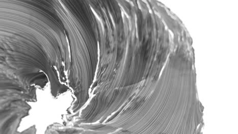 gray wavy surface with swirls on white background. 3d loop background