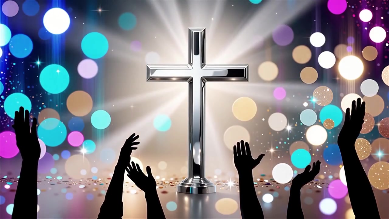 Cruz Cristiana con Luz Celestial, Fondo para Adoración.