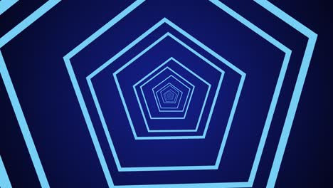 blue lines on a dark background forming a rotating pentagon motion tunnel. abstract 3d rendering of a 4k video