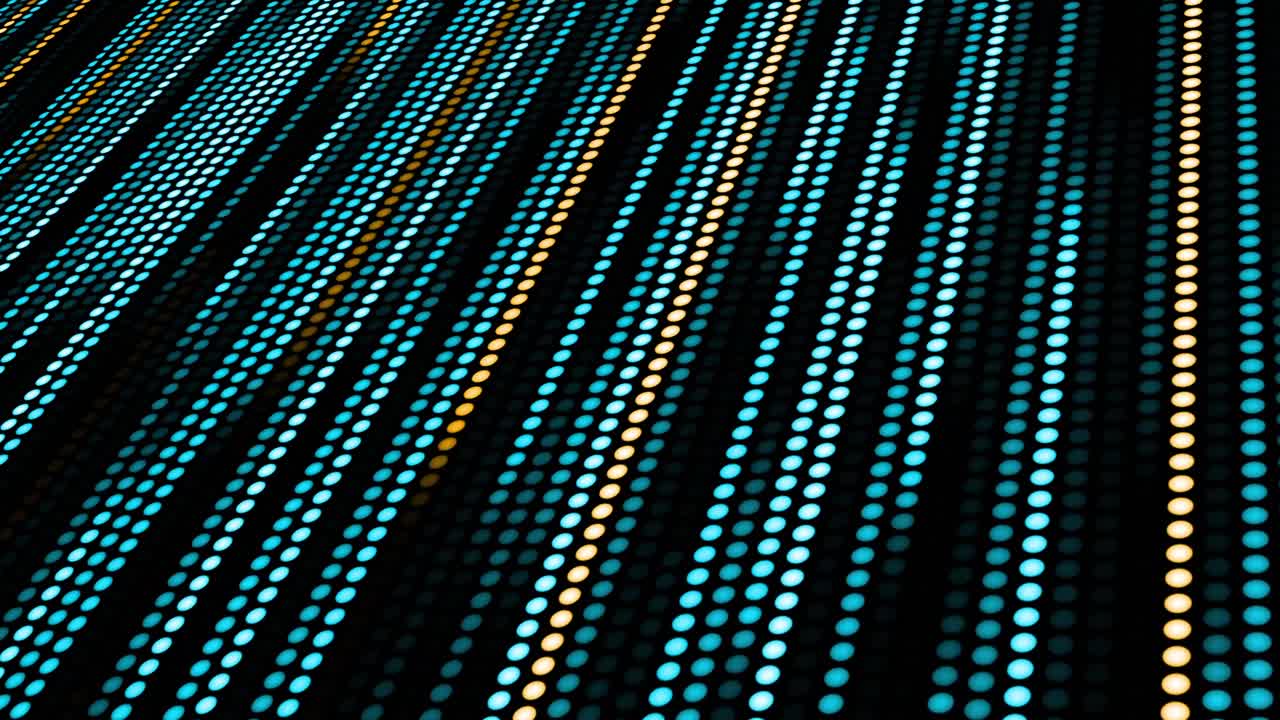 animación de rastros de luz punteados azules y amarillos que se mueven en movimiento hipnótico en un bucle sin costuras