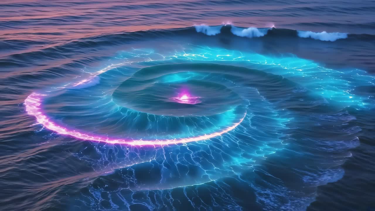 Glowing Spiral Energy Portal in the Ocean