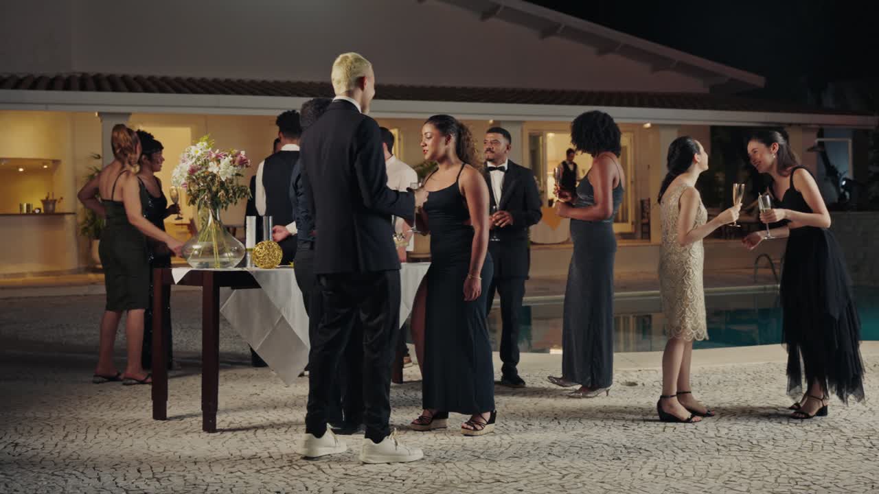 Elegant Evening Gathering by the Poolside