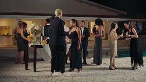 elegant evening gathering by the poolside