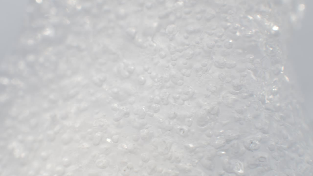 Frozen water molecules in ice.