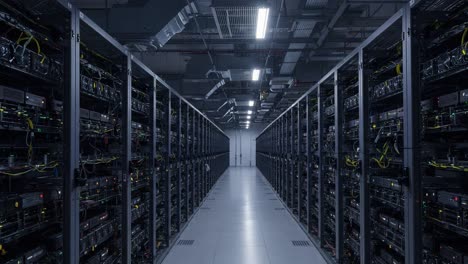 a modern data center: an insight into the intricate infrastructure of high-tech server racks and advanced networking equipment in a controlled environment