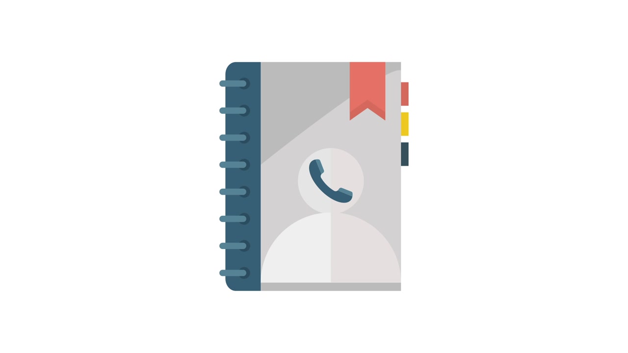 Animated Contact Book Icon with Person and Phone Symbol