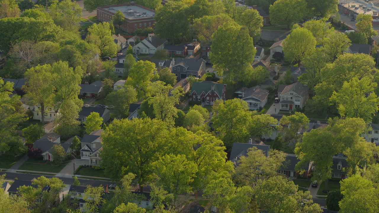 Flyover houses in the suburbs towards a highway at sunset