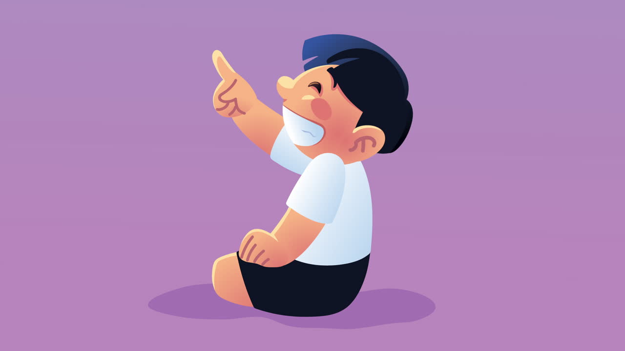 un niño lindo sentado indexando