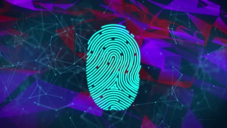 Animation-Eines-Netzwerks-Von-Verbindungen-Mit-Biometrischen-Fingerabdrücken-Und-Online-Sicherheitsvorhängeschlössern