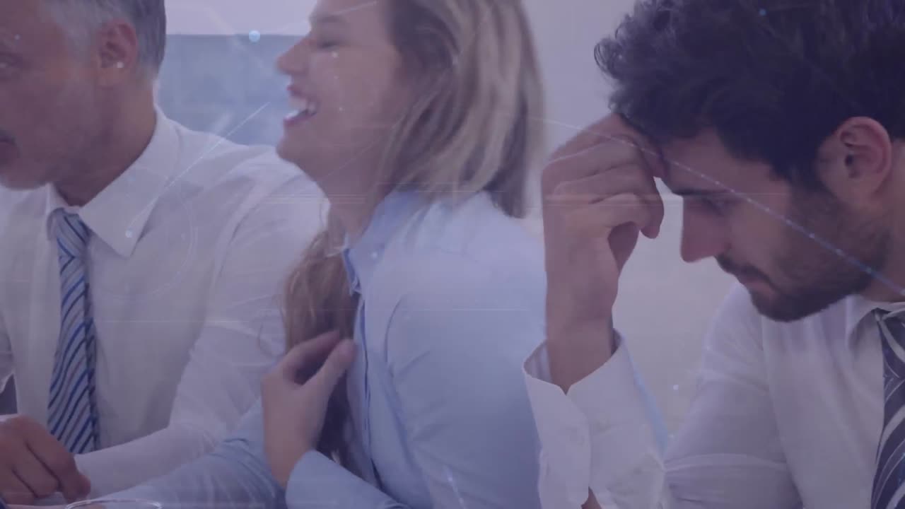 사무실에서 비즈니스 사람들에 대한 풍경과 네트워크의 애니메이션