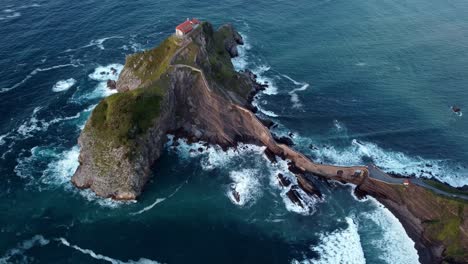 aerial view of gaztelugatxe little islet on the coast of biscay basque country north of spain, hermitage of john the baptist