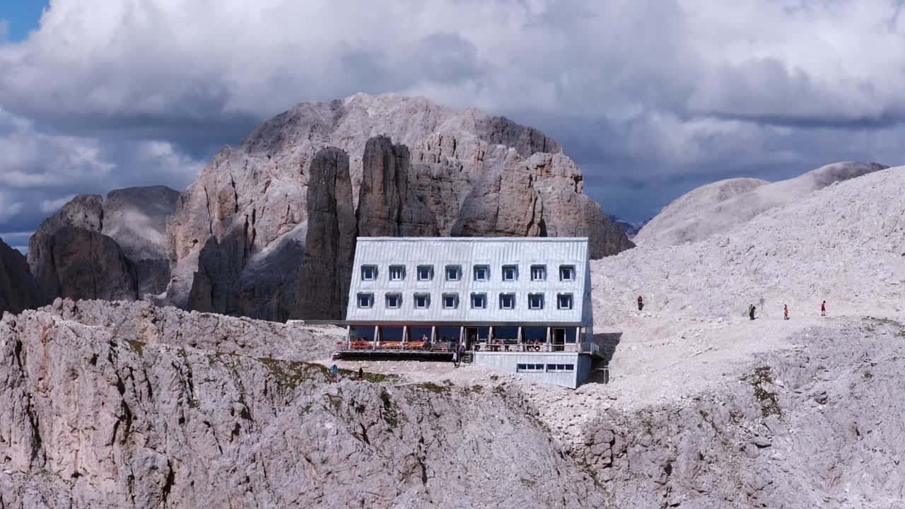 Vajolet Towers In Italy - Aerial Drone Shot