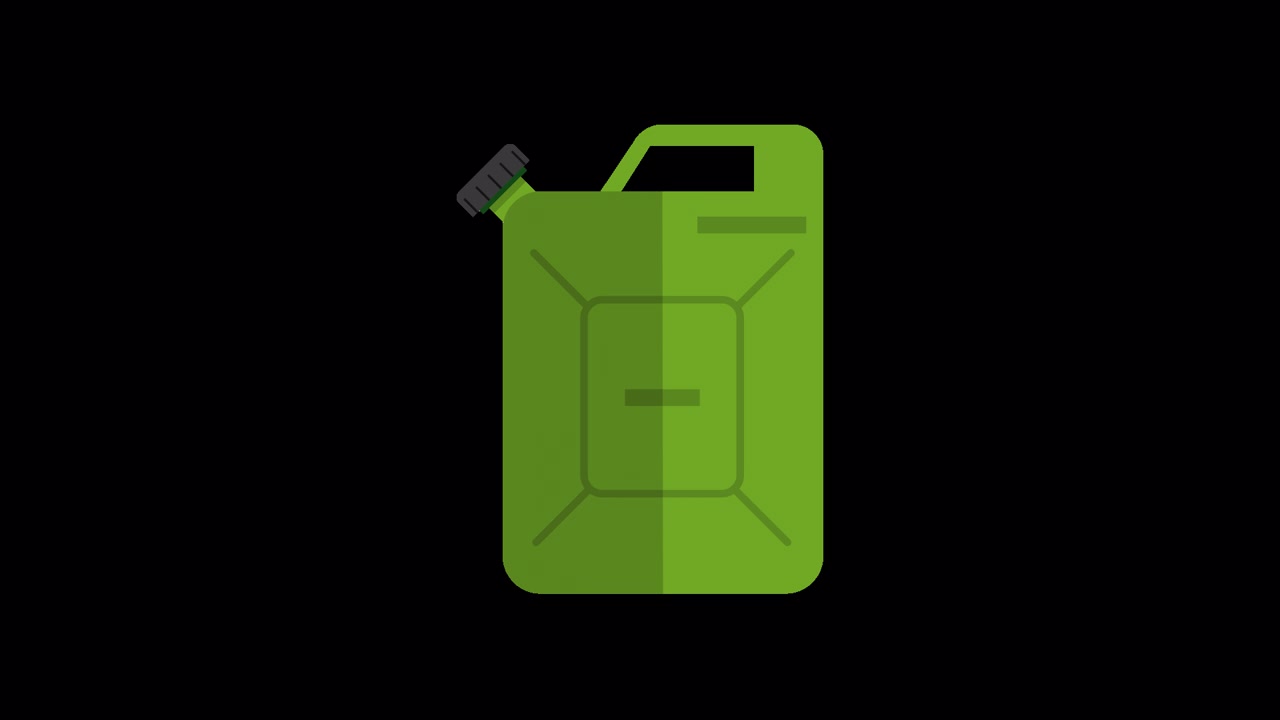 Icono animado de bidón verde sobre fondo negro