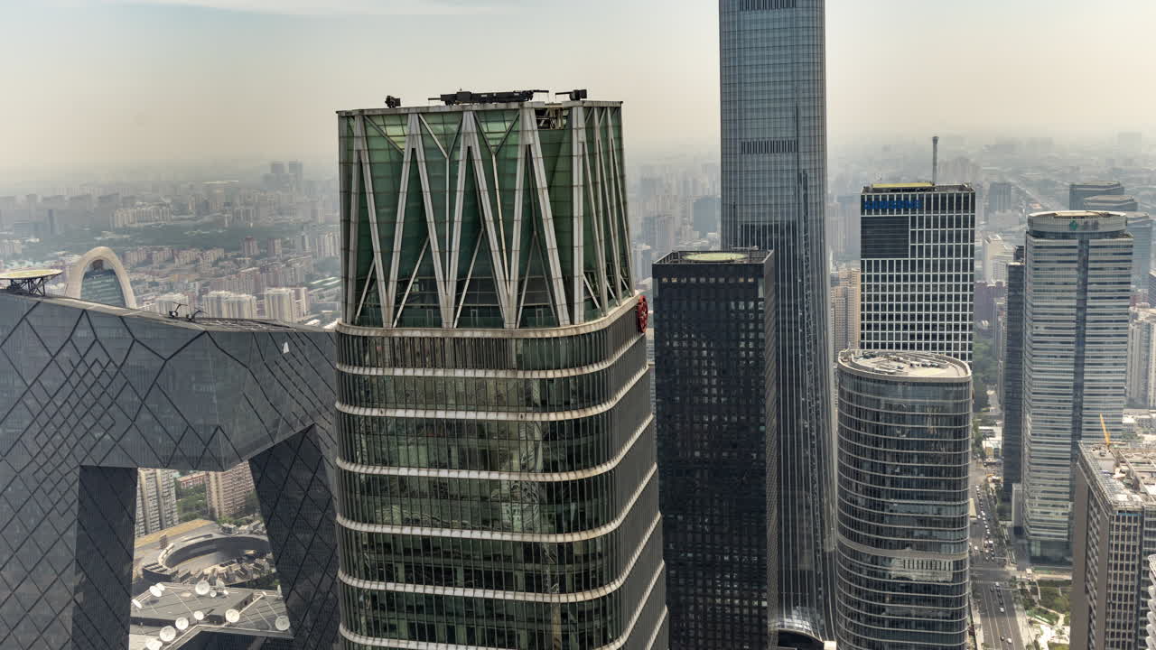 Timelapse of the Beijing city skyline from a high vantage point