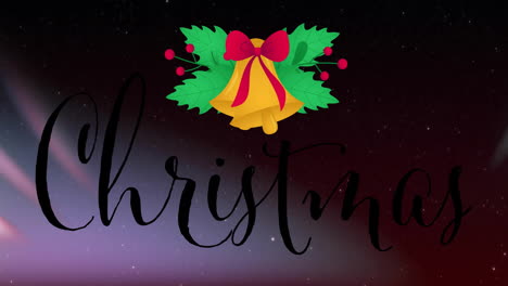 animation of christmas text over sky with stars