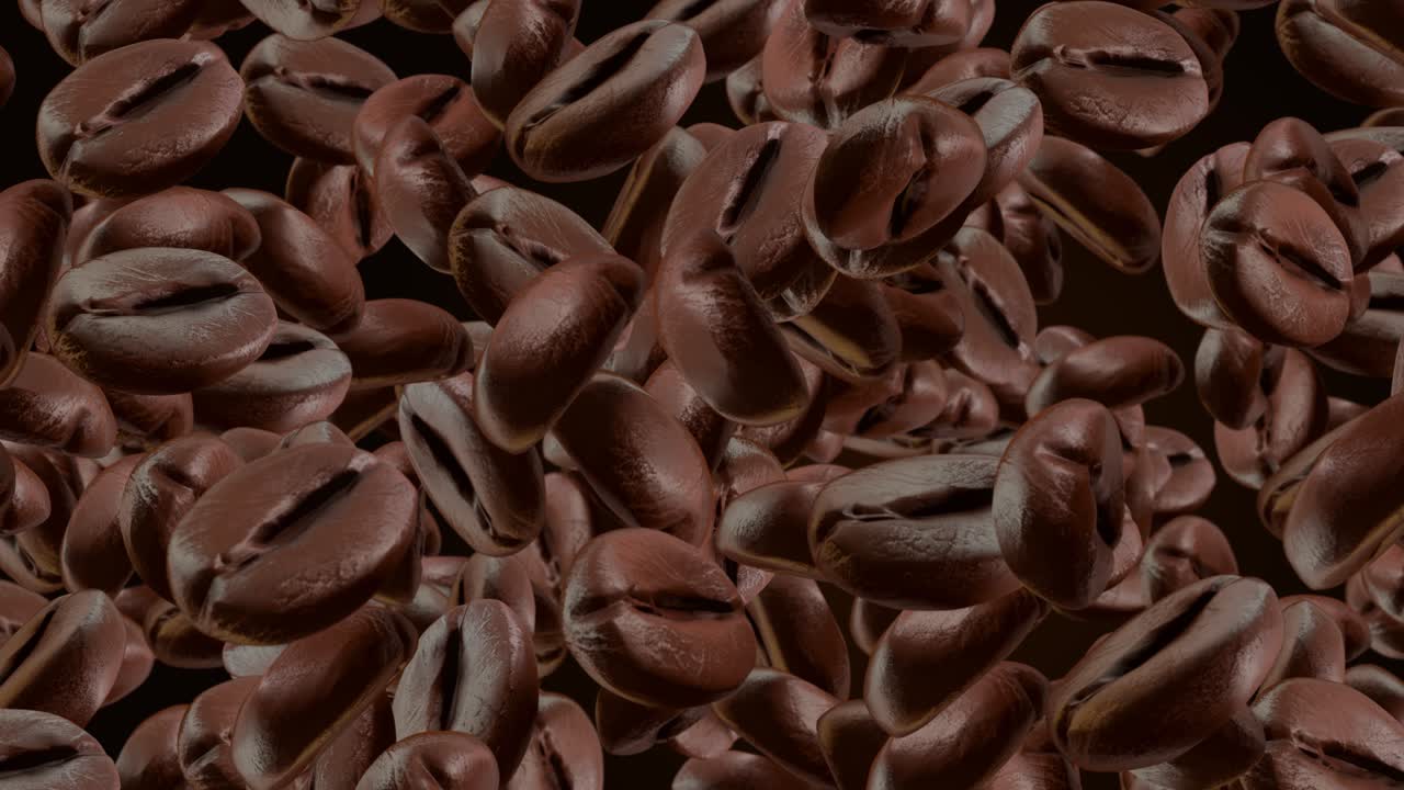 4k brown roasted coffee beans seed on dark loop background animation green screen espresso dark