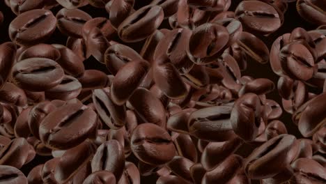 4k brown roasted coffee beans seed on dark loop background animation green screen espresso dark
