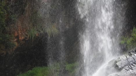 Crocodile-river-waterfall-flowing-and-falling-over-rocks-at-the-walter-sisulu-national-botanical-gardens-in-roodepoort,-South-Africa