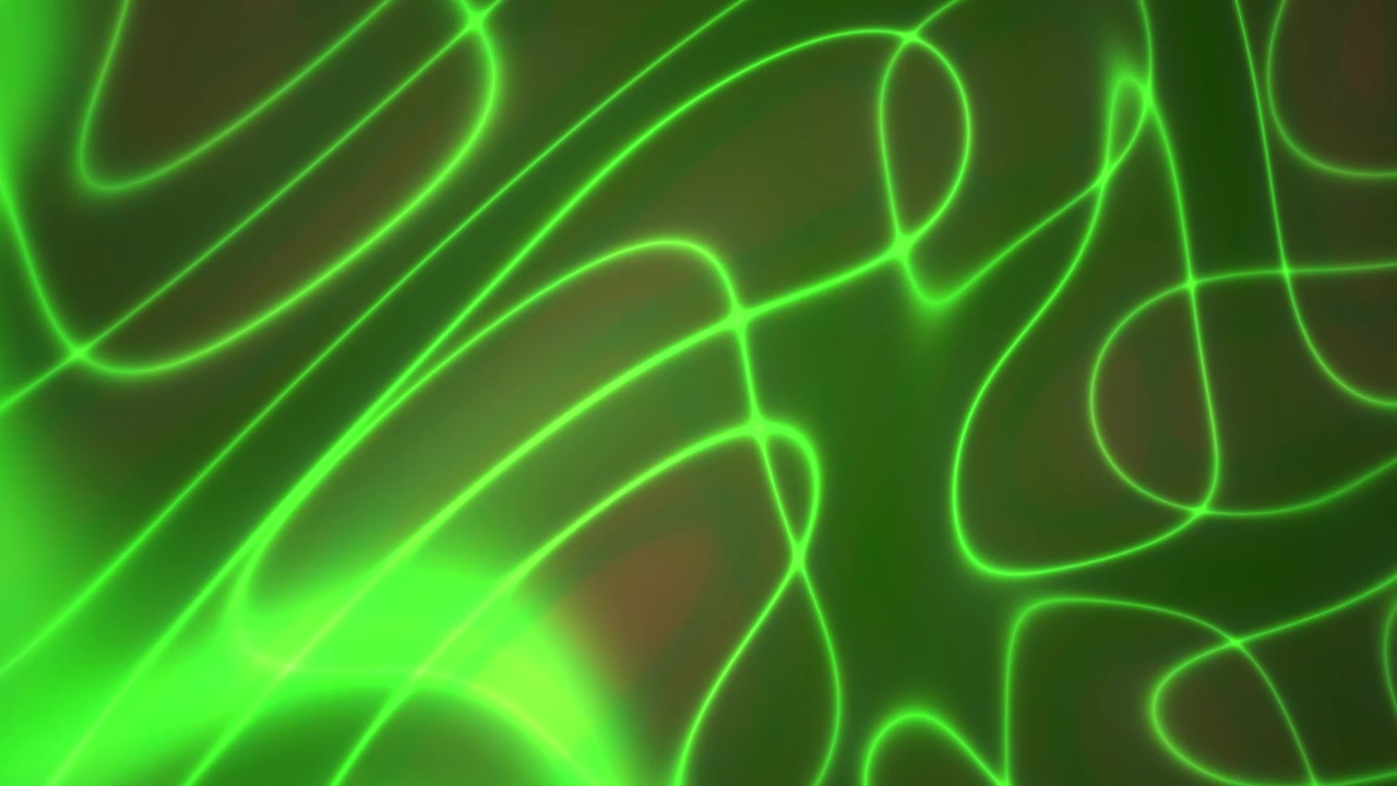 Onde di Luce Neon Verde Astratte in Movimento Fluido