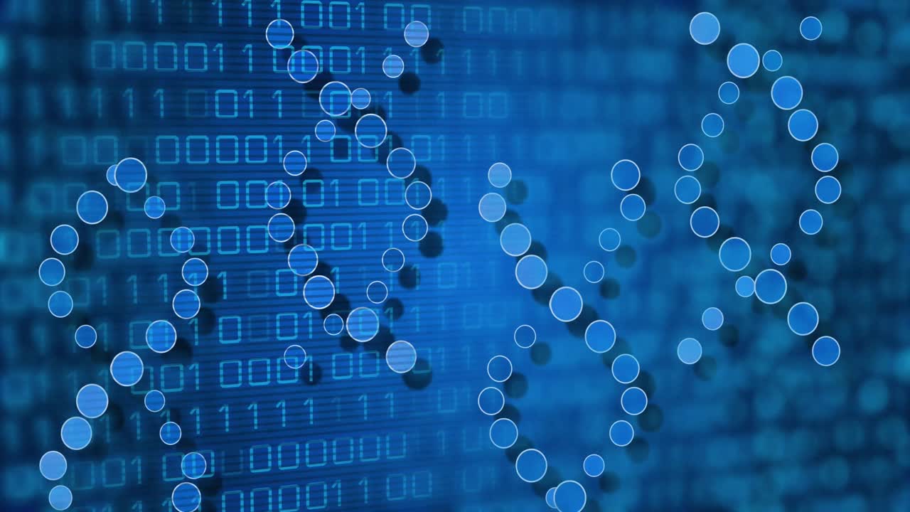 Animation of medical data processing over blue background