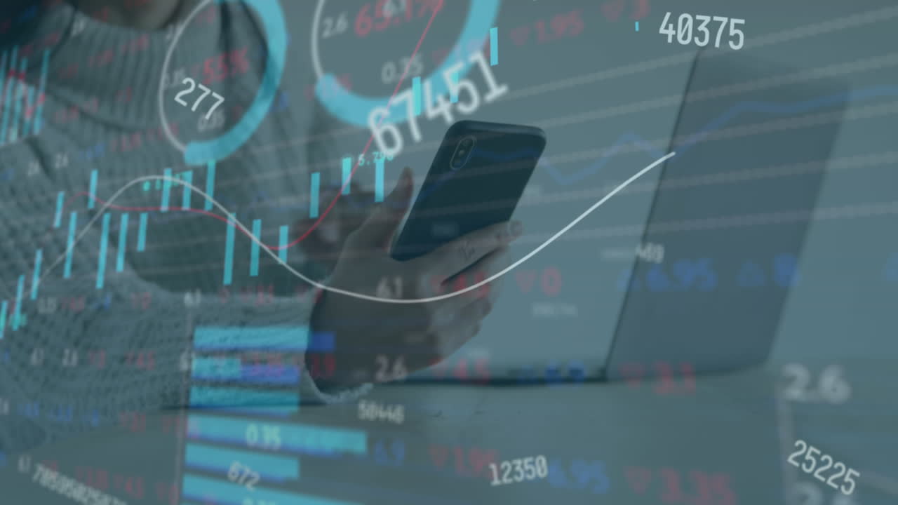 animazione di numeri mutevoli e elaborazione di dati statistici su sezione media della donna utilizzando il portatile