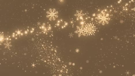 Animation-of-light-spots-and-snowflakes-on-beige-background