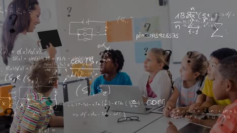 Animation of mathematical formulas over students and teacher