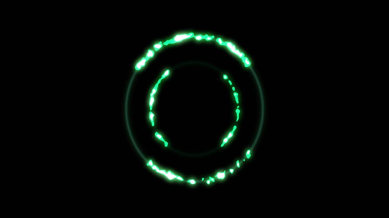 animación de círculos verdes brillantes sobre un fondo negro