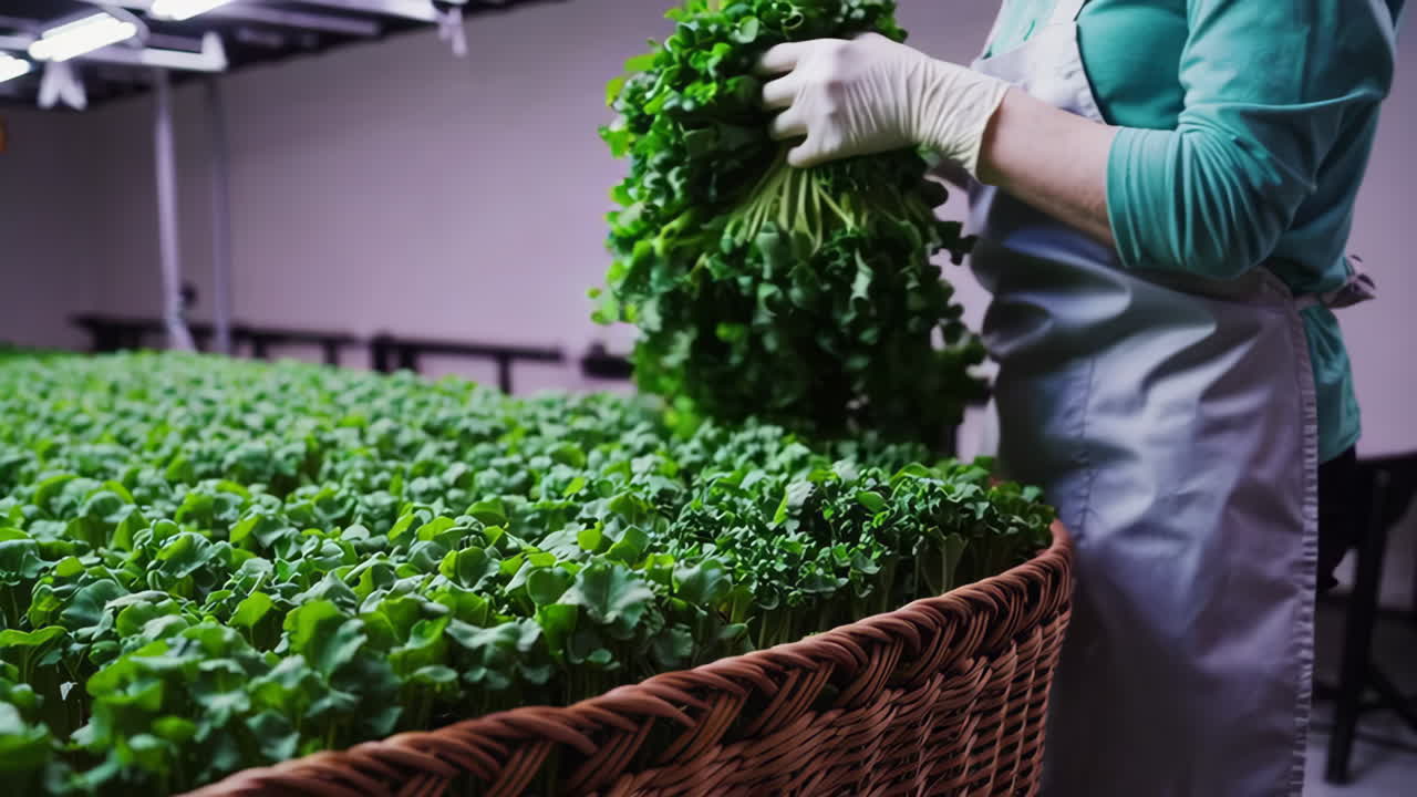 Hydroponic Greens Harvesting