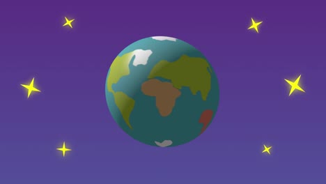 cartoon design spinning earth with stars in outer space. this animation is a seamless loop. animation of planet earth. cartoon style, the planet revolves, rotates