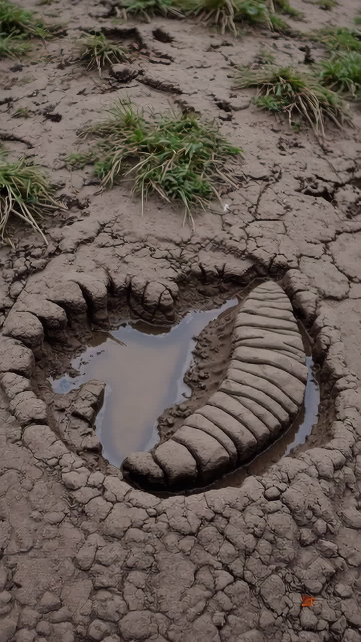 Animal Footprint in Dried Mud