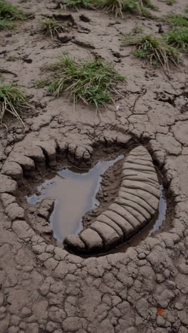 animal footprint in dried mud