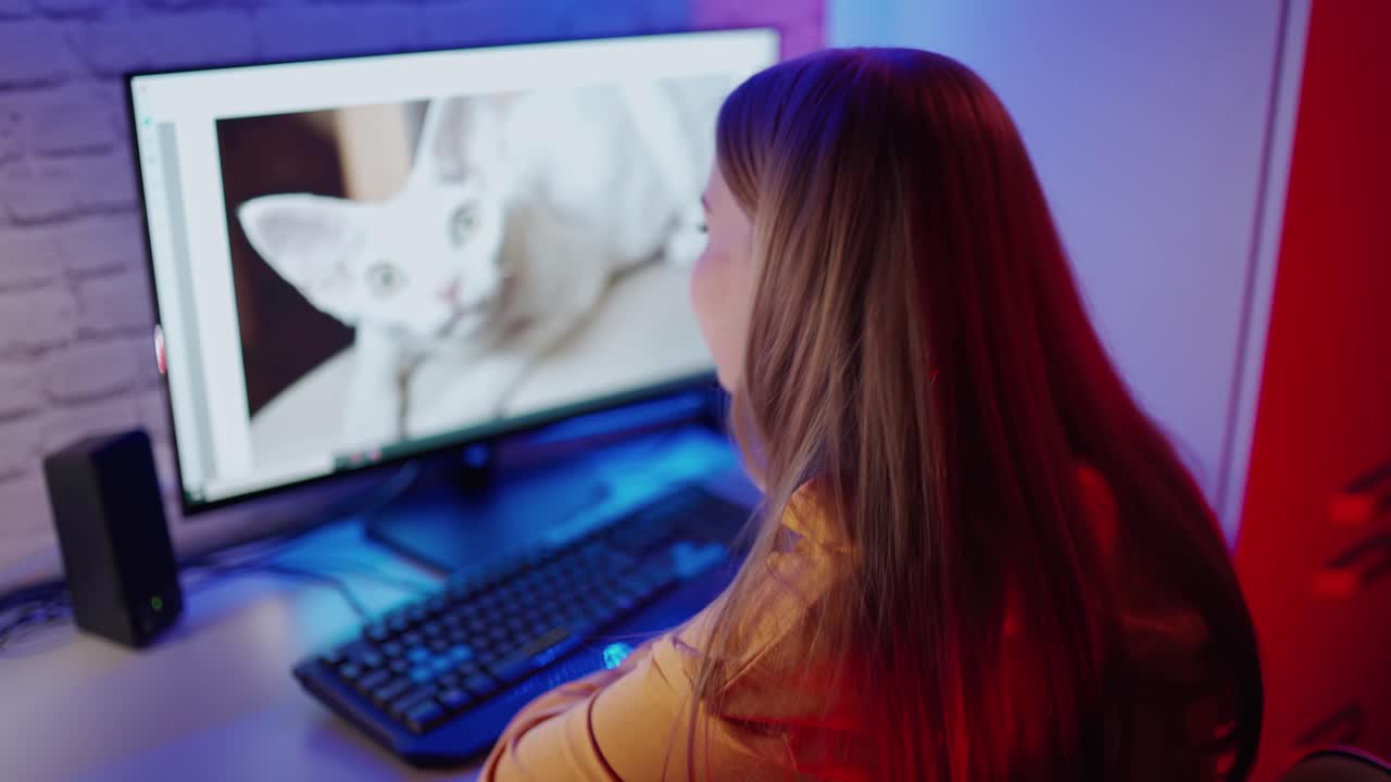 Woman working at home office. Portrait of young woman sitting at bright modern