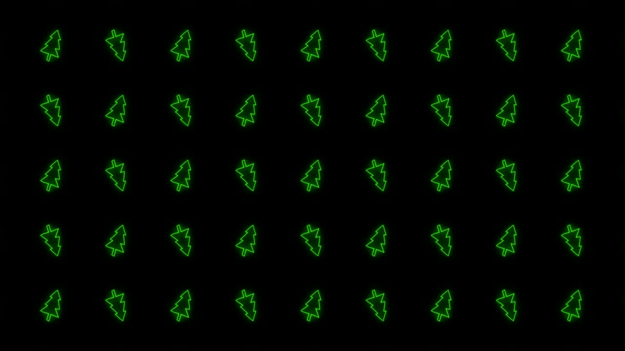빛나는 녹색과 검은색의 크리스마스 트리 타일 배경 애니메이션 패턴
