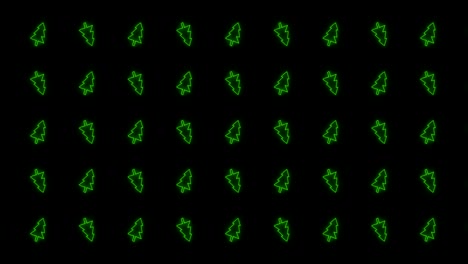 Weihnachtsbaum-Gekacheltes-Hintergrundanimationsmuster-In-Leuchtendem-Grün-Und-Schwarz