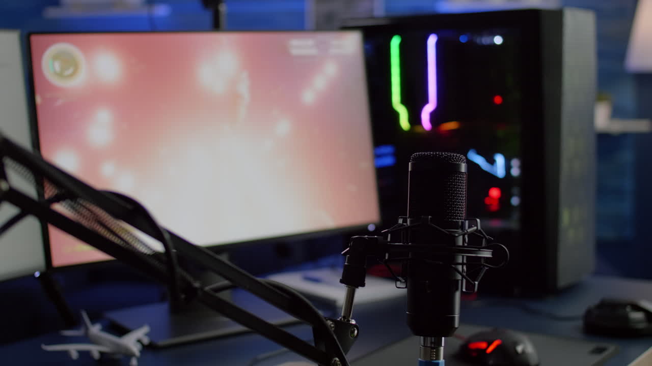 Game is loading on display of RGB professional powerful computer