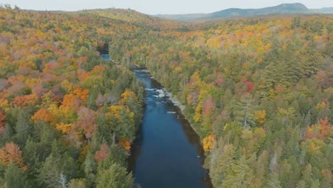 Spektakuläre-Luftaufnahme-Des-Big-Wilson-Stream,-Umgeben-Von-Herbstfarbenen-Wäldern