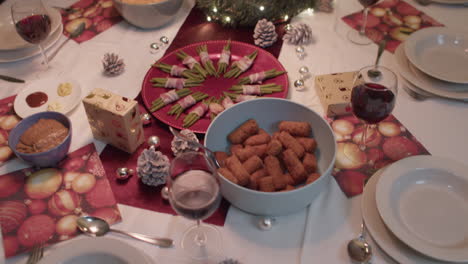 christmas dinner, potato croquette, handheld, wide