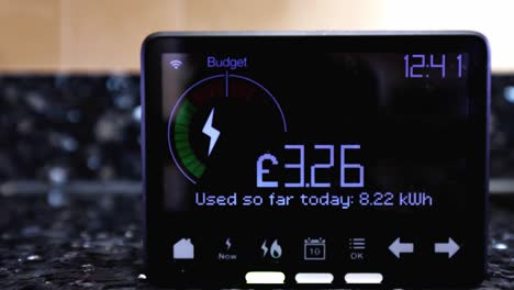 time lapse of a home electricity smart meter representing the increasing cost of energy consumption during the cost of living crisis