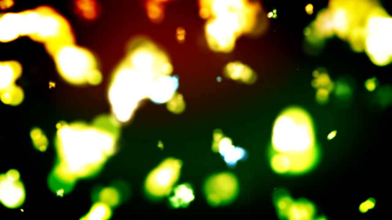 4k Multi coloured, unfocused glowing shiny abstract light beams like bokeh 4k video loop able background - Yellow, Green, Red