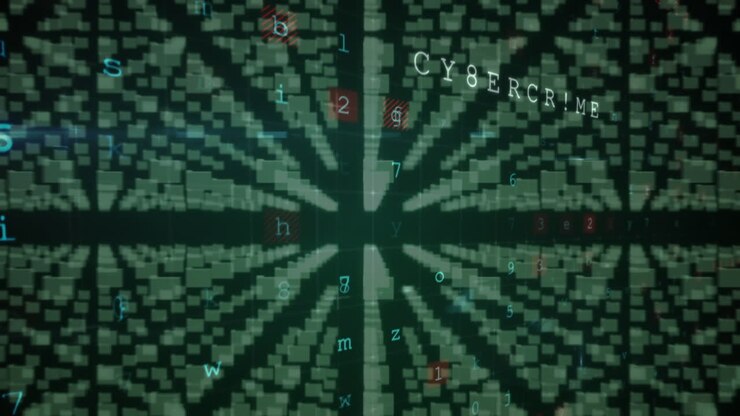 Animation of processor, numbers and online security padlock