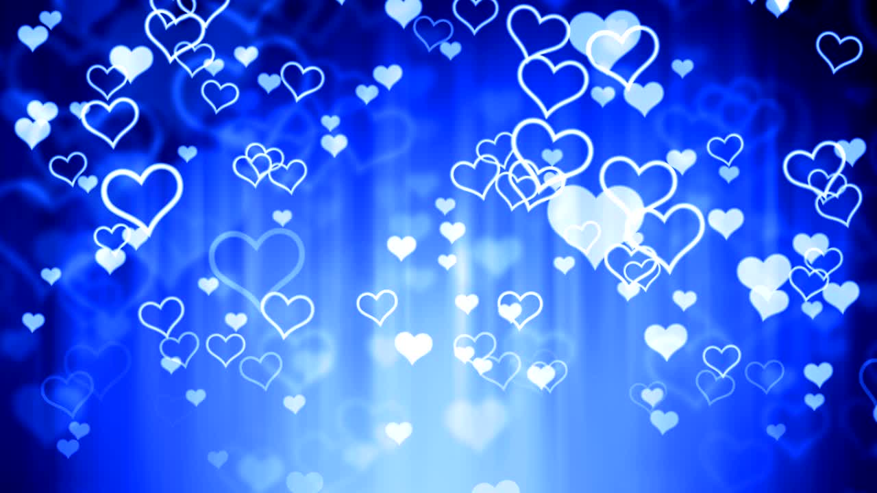 파란색 유리 마음이 떨어집니다.