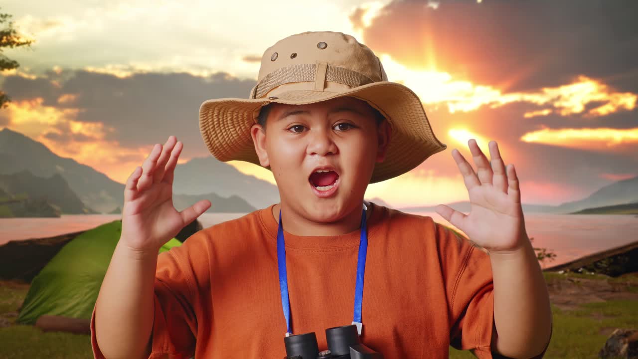 Excited Boy on a Camping Trip