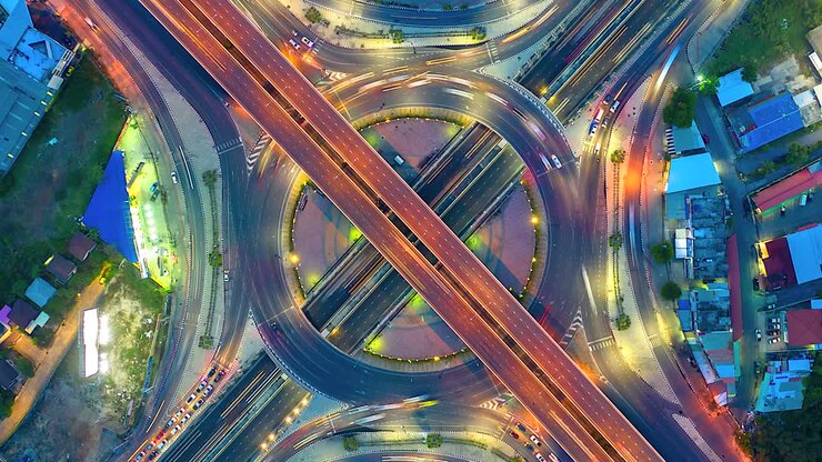 4K,Time lapse the road in circle and expressway, motorway and highway and intersection