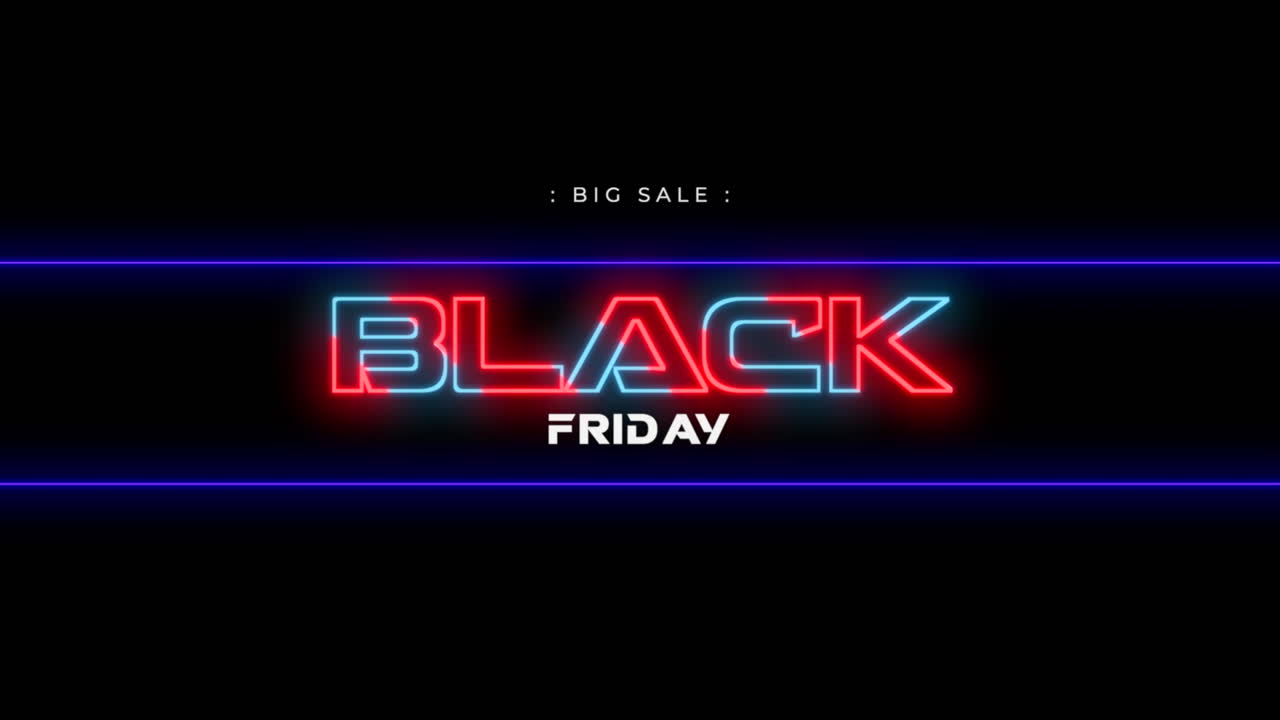 Intro animata Black Friday su sfondo moda e club con linee luminose 1