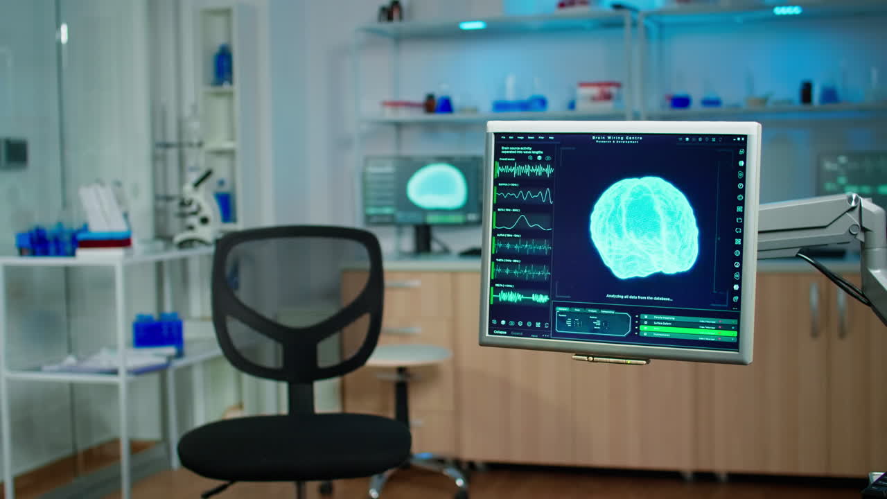 건강을 발견하기 위해 준비된 빈 의료 실험실