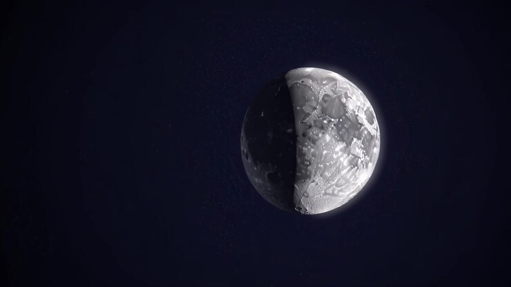 Transição da Fase Minguante da Lua no Espaço Profundo
